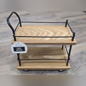 Mini Coffee Bar Cart Two-Tier Wood & Metal Countertop Organizer - New with Tag